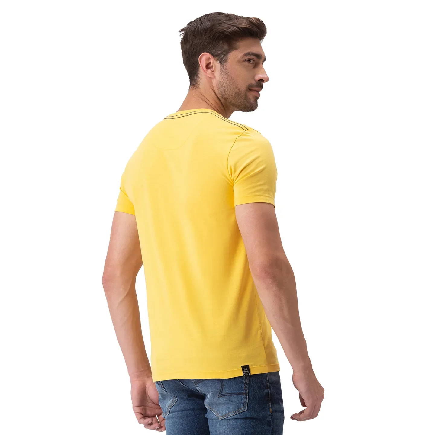 Yellow Regular Fit Men's Short Sleeves T-Shirt by Being Human Clothing - Image 3