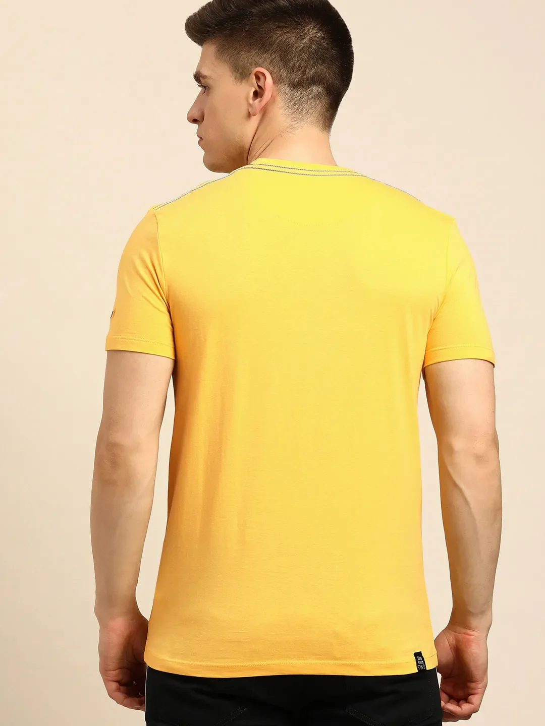 Yellow Regular Fit Men's Short Sleeves T-Shirt by Being Human Clothing - Image 3