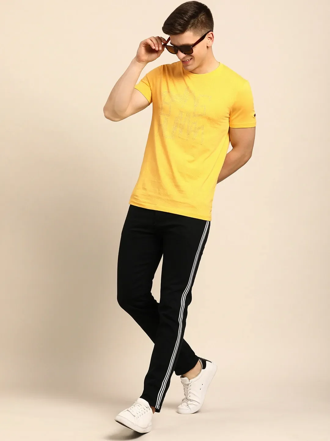 Yellow Regular Fit Men's Short Sleeves T-Shirt by Being Human Clothing - Image 5