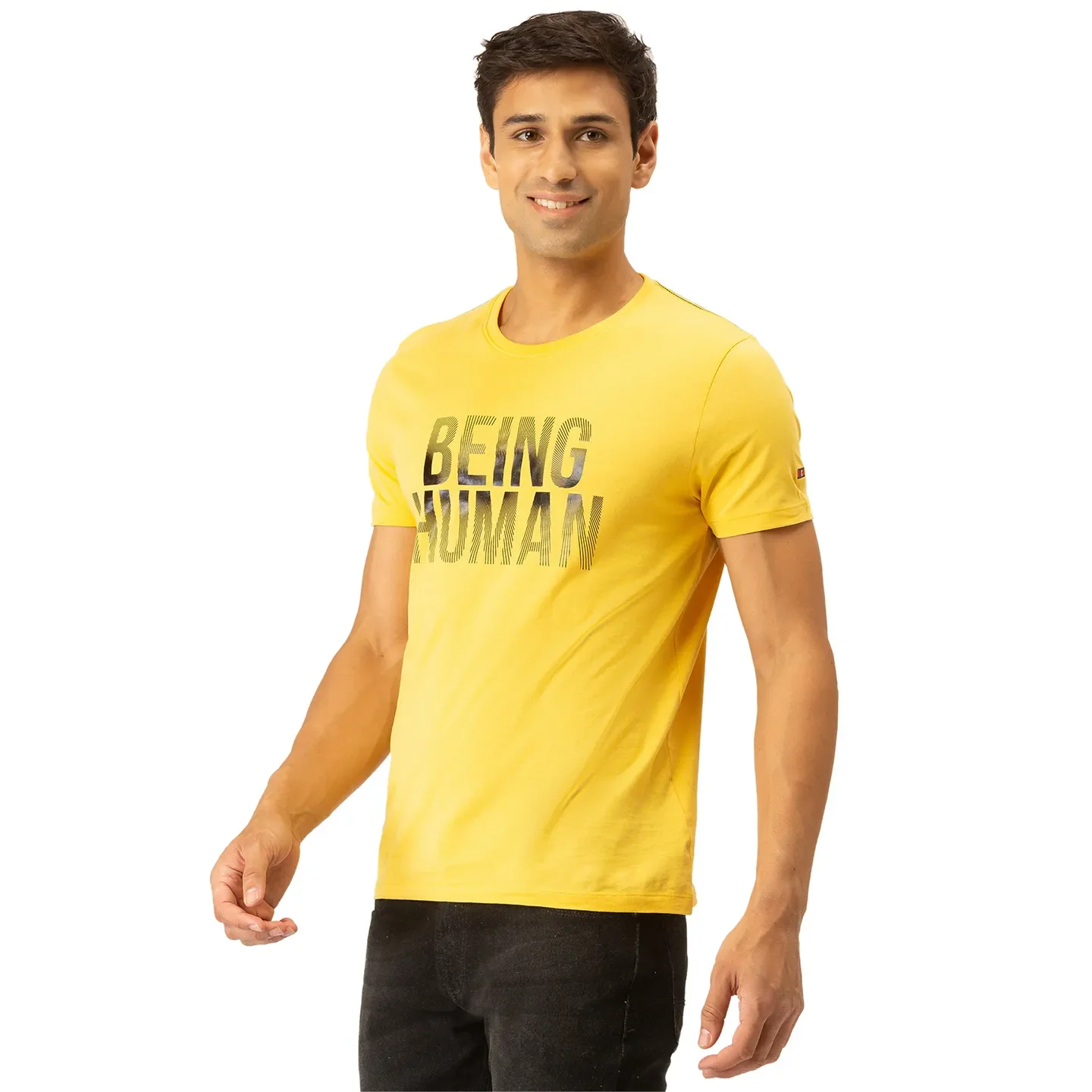 Yellow Regular Fit Men's Short Sleeves T-Shirt by Being Human Clothing - Image 2