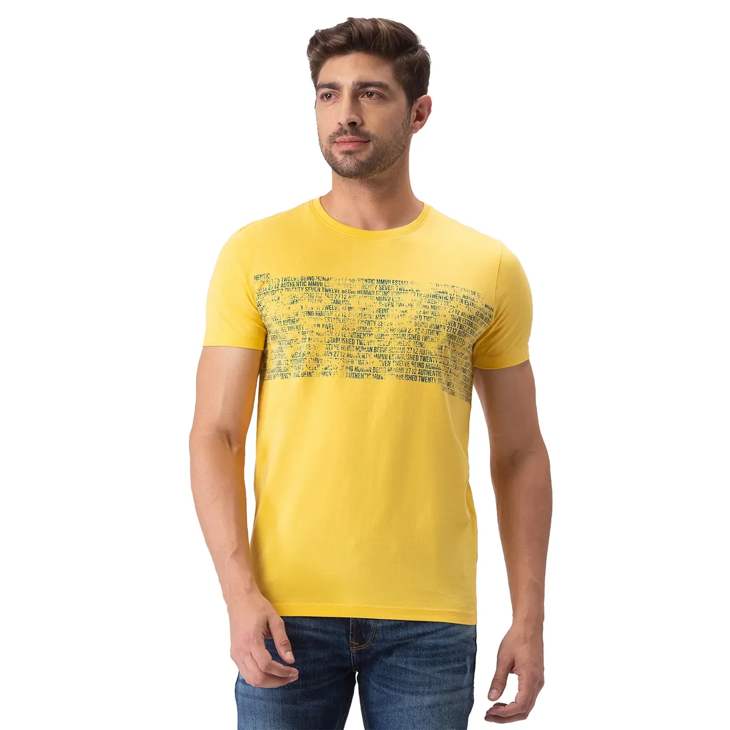 Yellow Regular Fit Men's Short Sleeves T-Shirt by Being Human Clothing