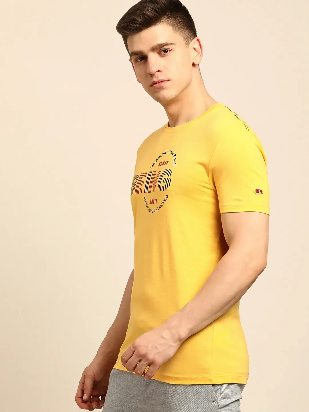 Yellow Regular Fit Men's Short Sleeves T-Shirt by Being Human Clothing - Image 2