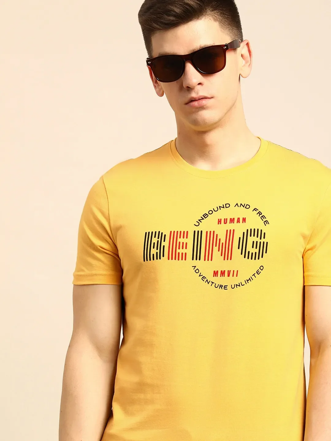 Yellow Regular Fit Men's Short Sleeves T-Shirt by Being Human Clothing - Image 5