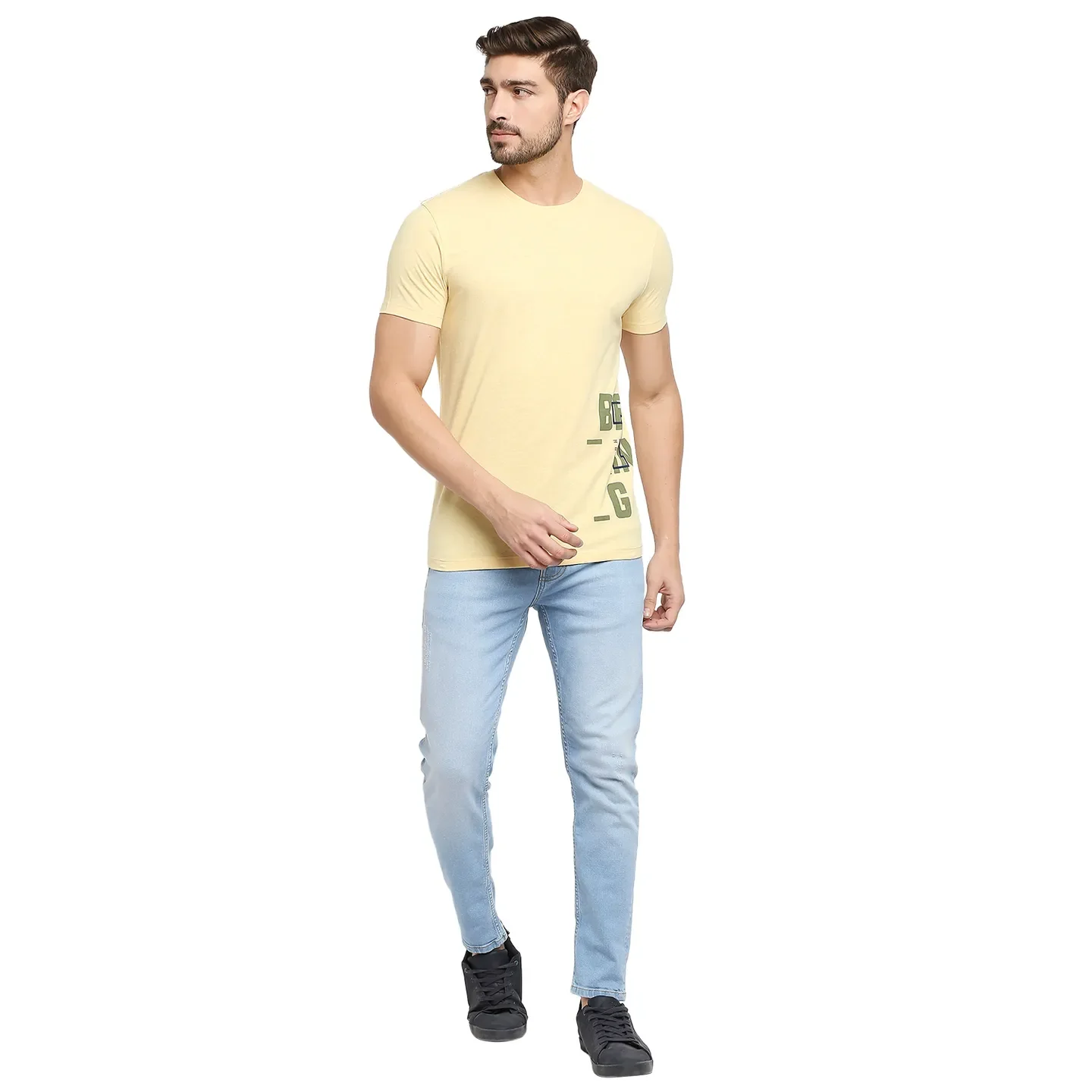 Yellow Regular Fit Men's Short Sleeves T-Shirt by Being Human Clothing - Image 6