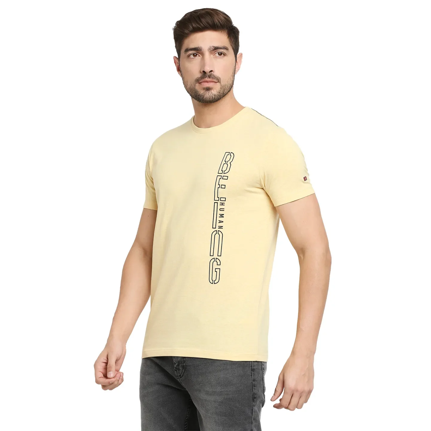 Yellow Regular Fit Men's Short Sleeves T-Shirt by Being Human Clothing - Image 2