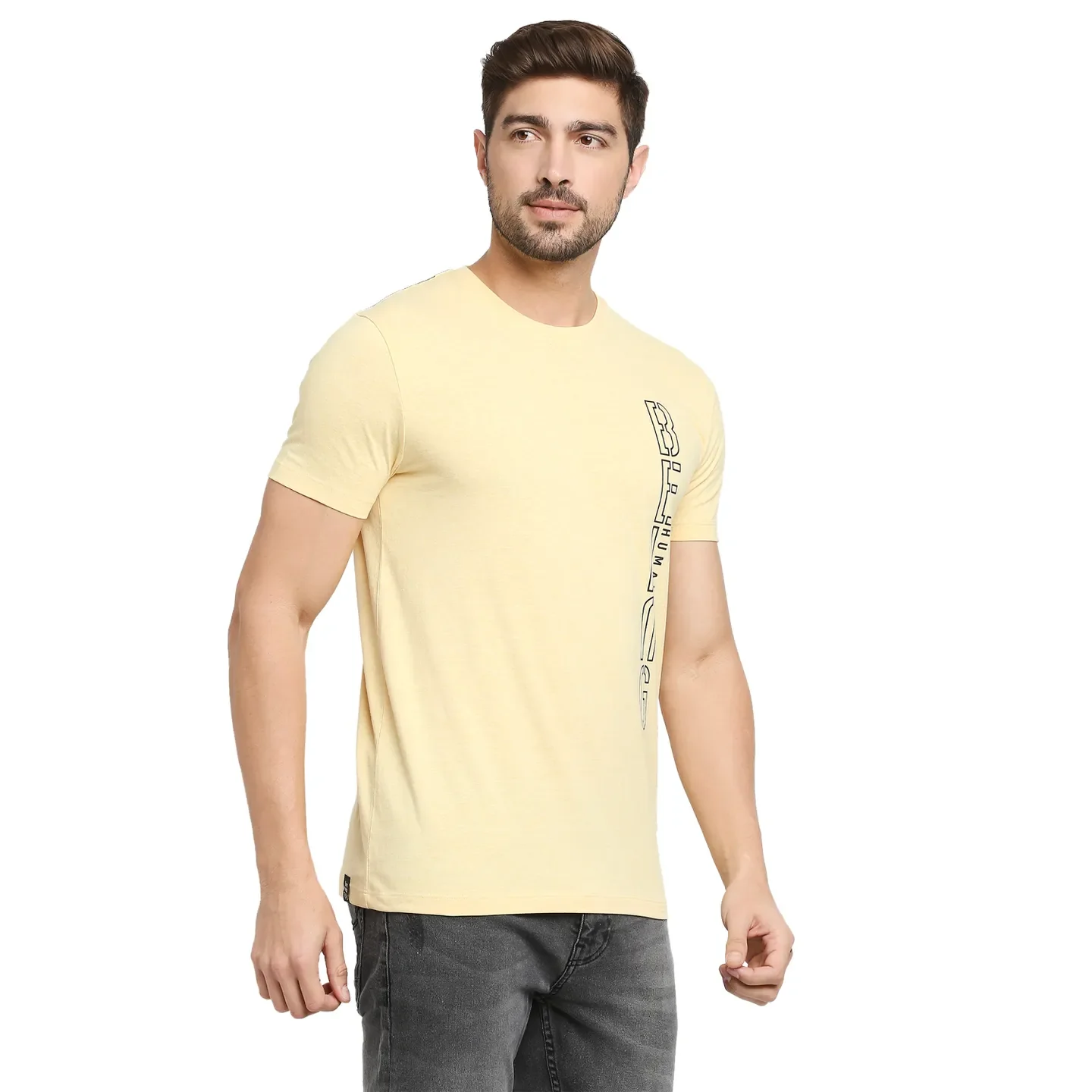 Yellow Regular Fit Men's Short Sleeves T-Shirt by Being Human Clothing - Image 3