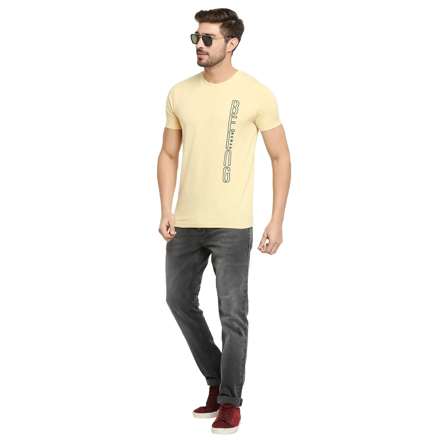 Yellow Regular Fit Men's Short Sleeves T-Shirt by Being Human Clothing - Image 6