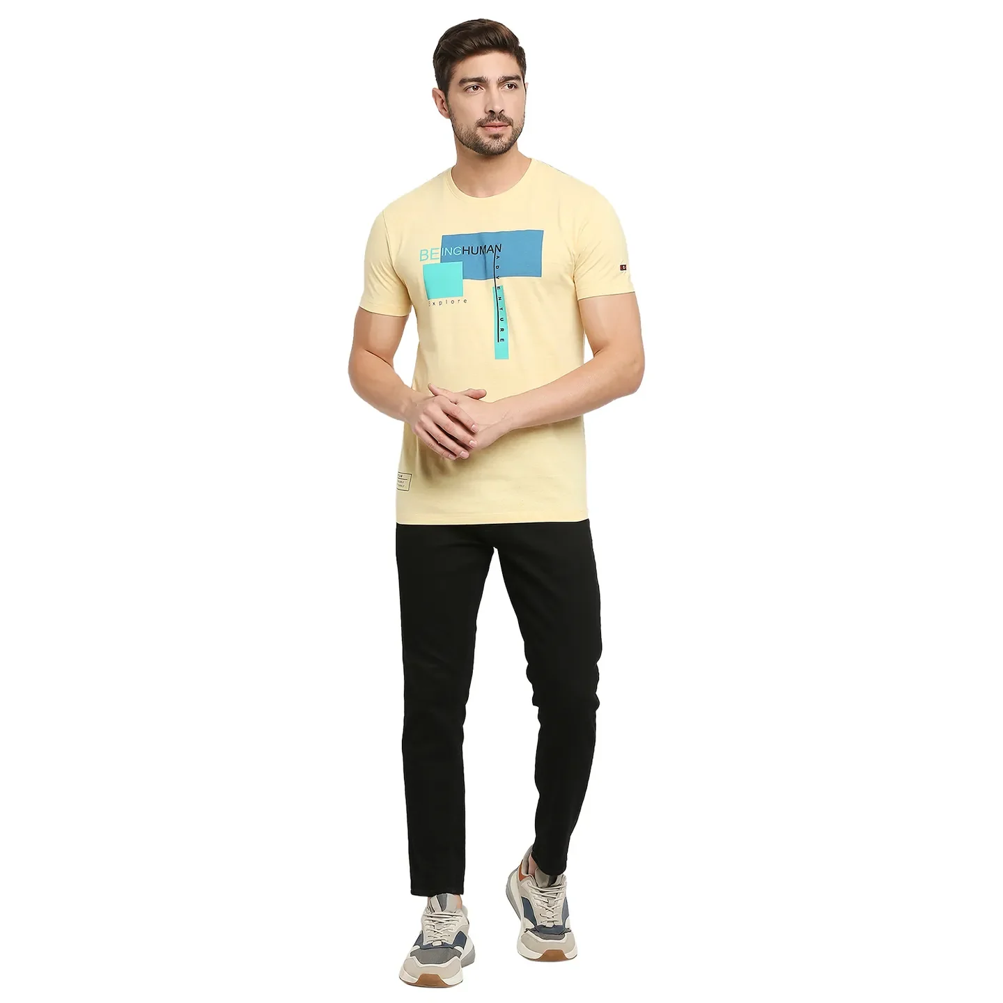 Yellow Regular Fit Men's Short Sleeves T-Shirt by Being Human Clothing - Image 6