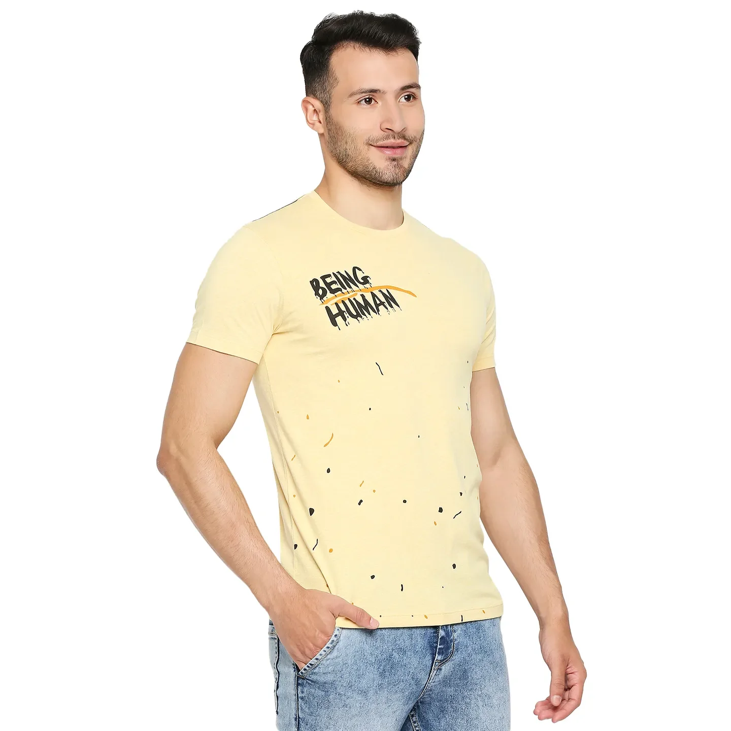 Yellow Regular Fit Men's Short Sleeves T-Shirt by Being Human Clothing - Image 10