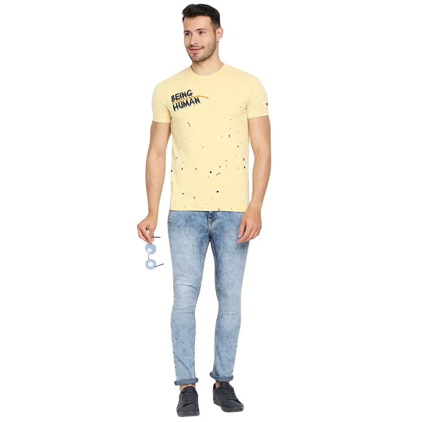 Yellow Regular Fit Men's Short Sleeves T-Shirt by Being Human Clothing - Image 6