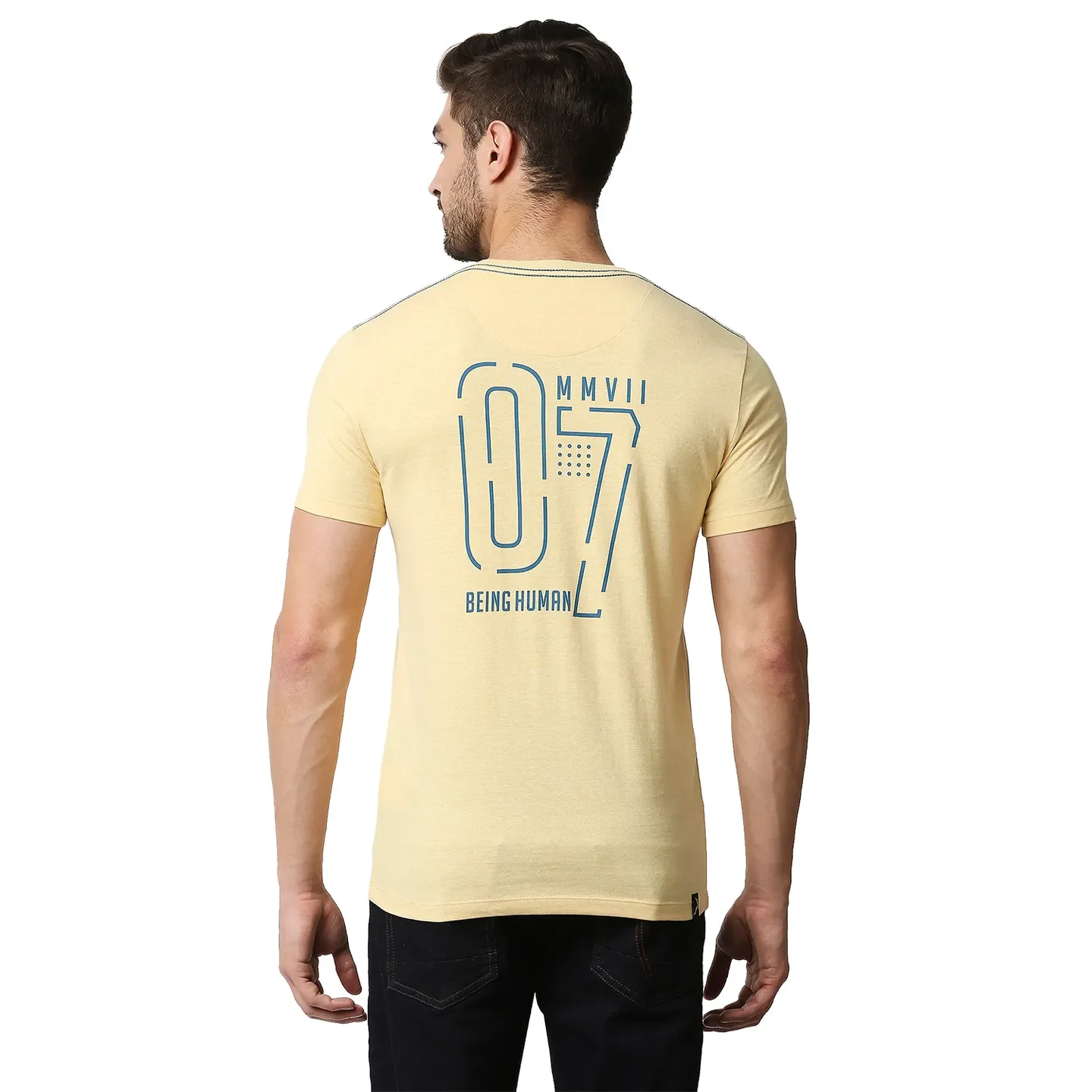 Yellow Regular Fit Men's Short Sleeves T-Shirt by Being Human Clothing - Image 4