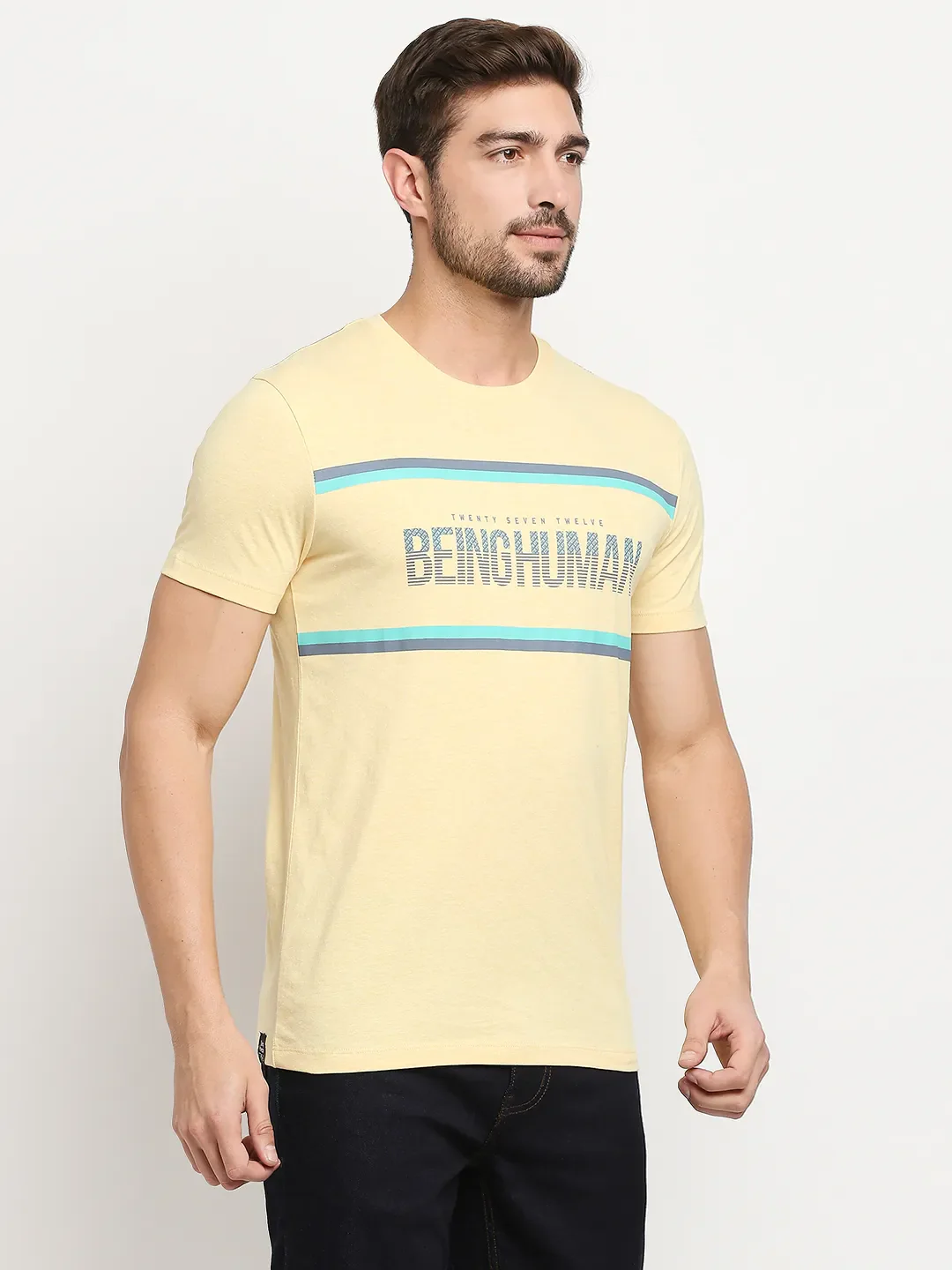 Yellow Regular Fit Men's Short Sleeves T-Shirt by Being Human Clothing - Image 3