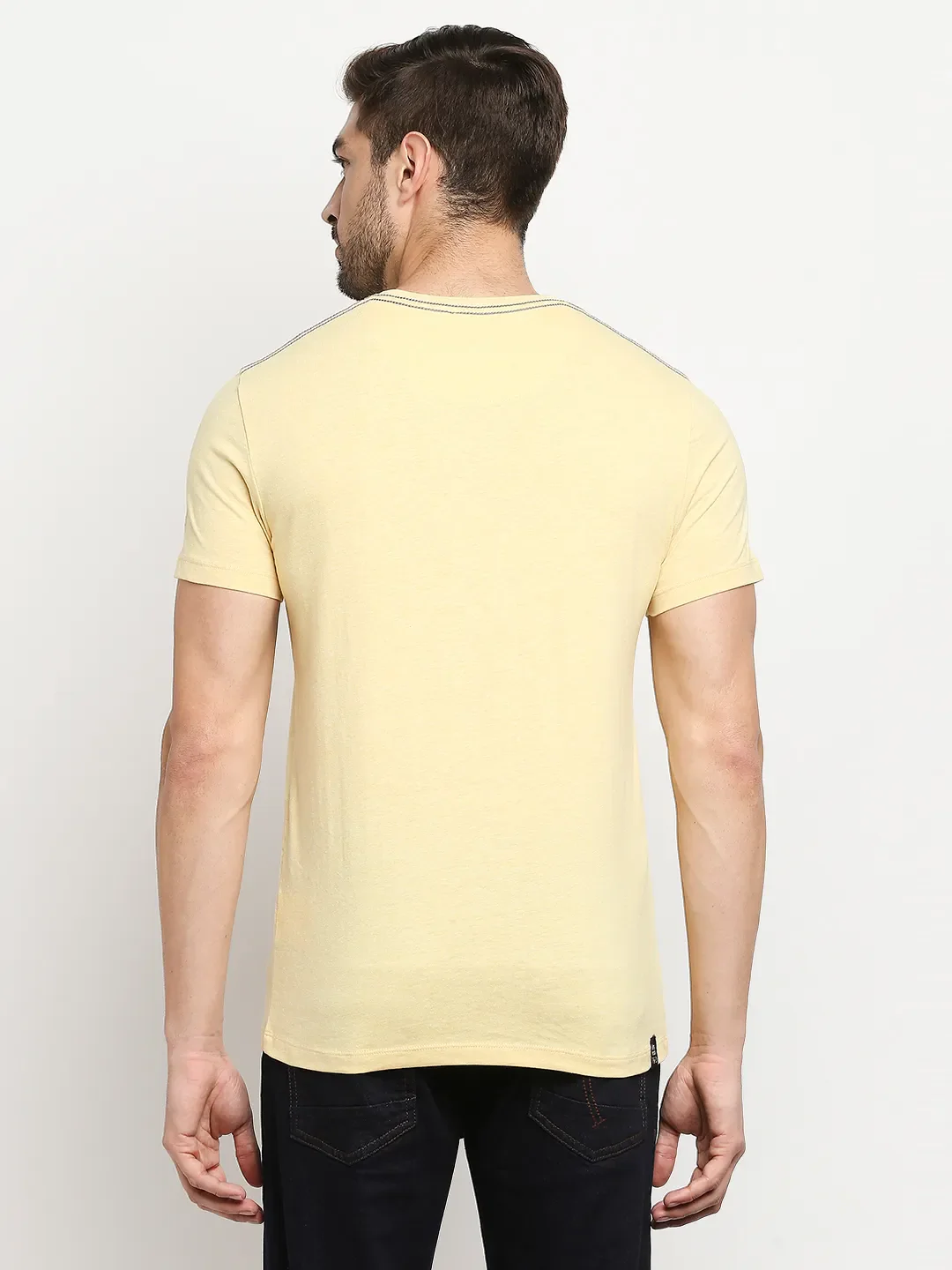 Yellow Regular Fit Men's Short Sleeves T-Shirt by Being Human Clothing - Image 4