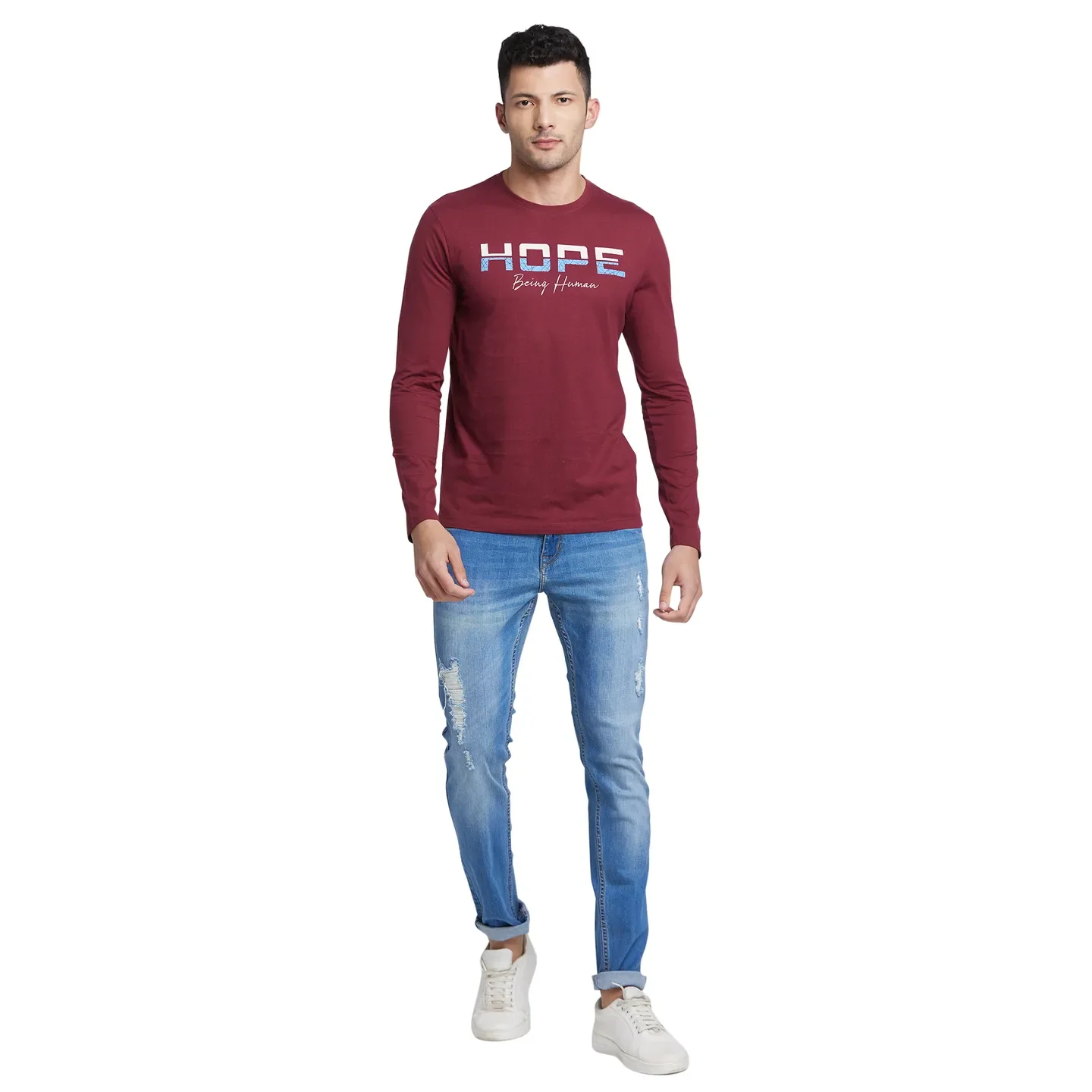 Red Regular Fit Men's Long Sleeves T-Shirt by Being Human Clothing - Image 5