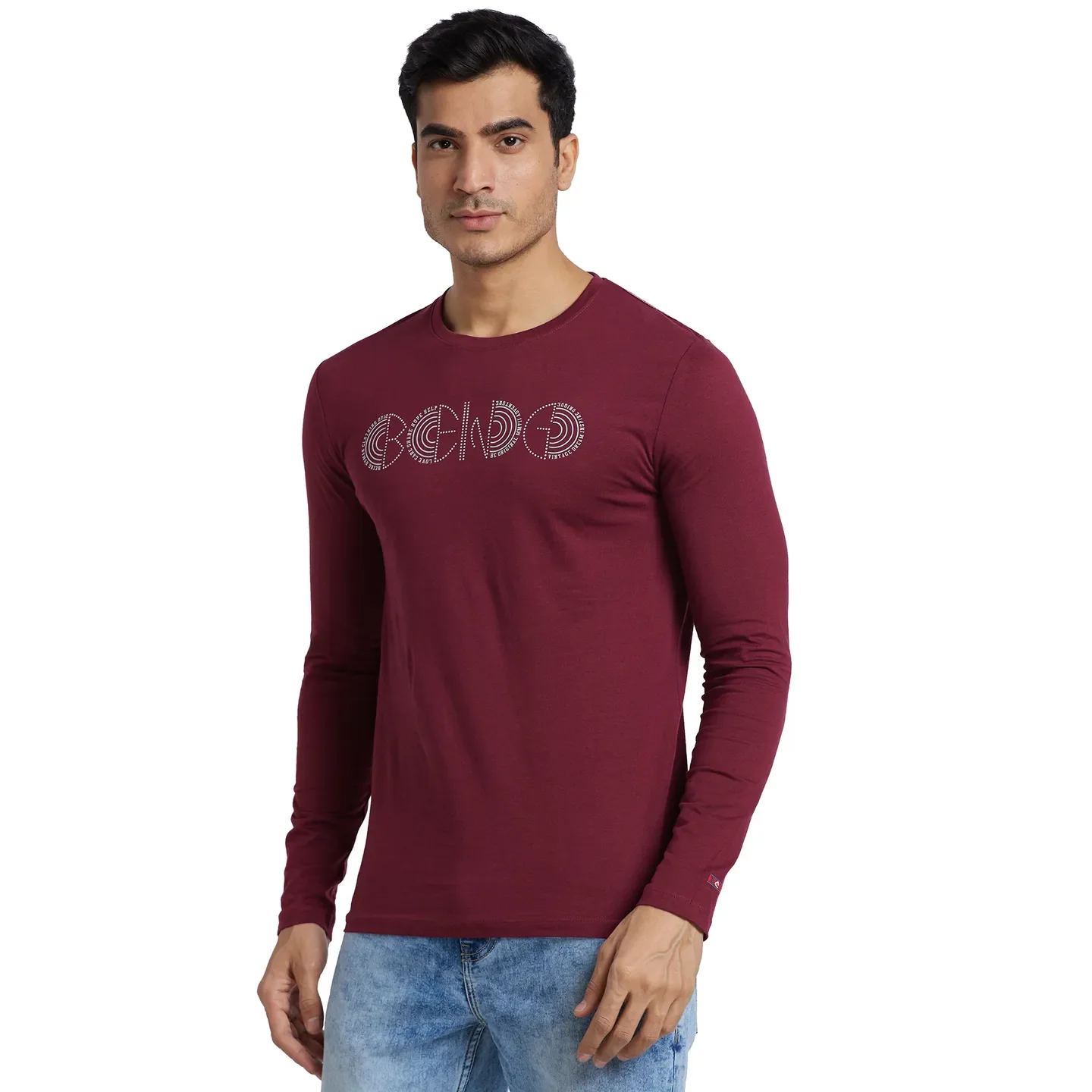 Red Regular Fit Men's Long Sleeves T-Shirt by Being Human Clothing - Image 2