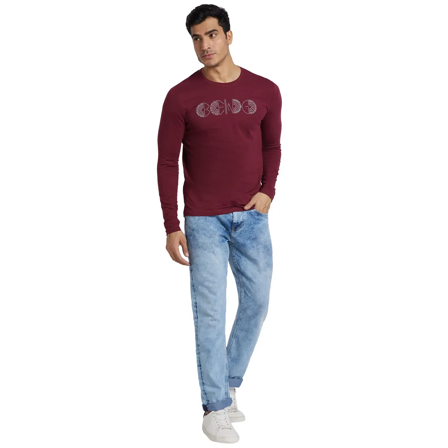 Red Regular Fit Men's Long Sleeves T-Shirt by Being Human Clothing - Image 5