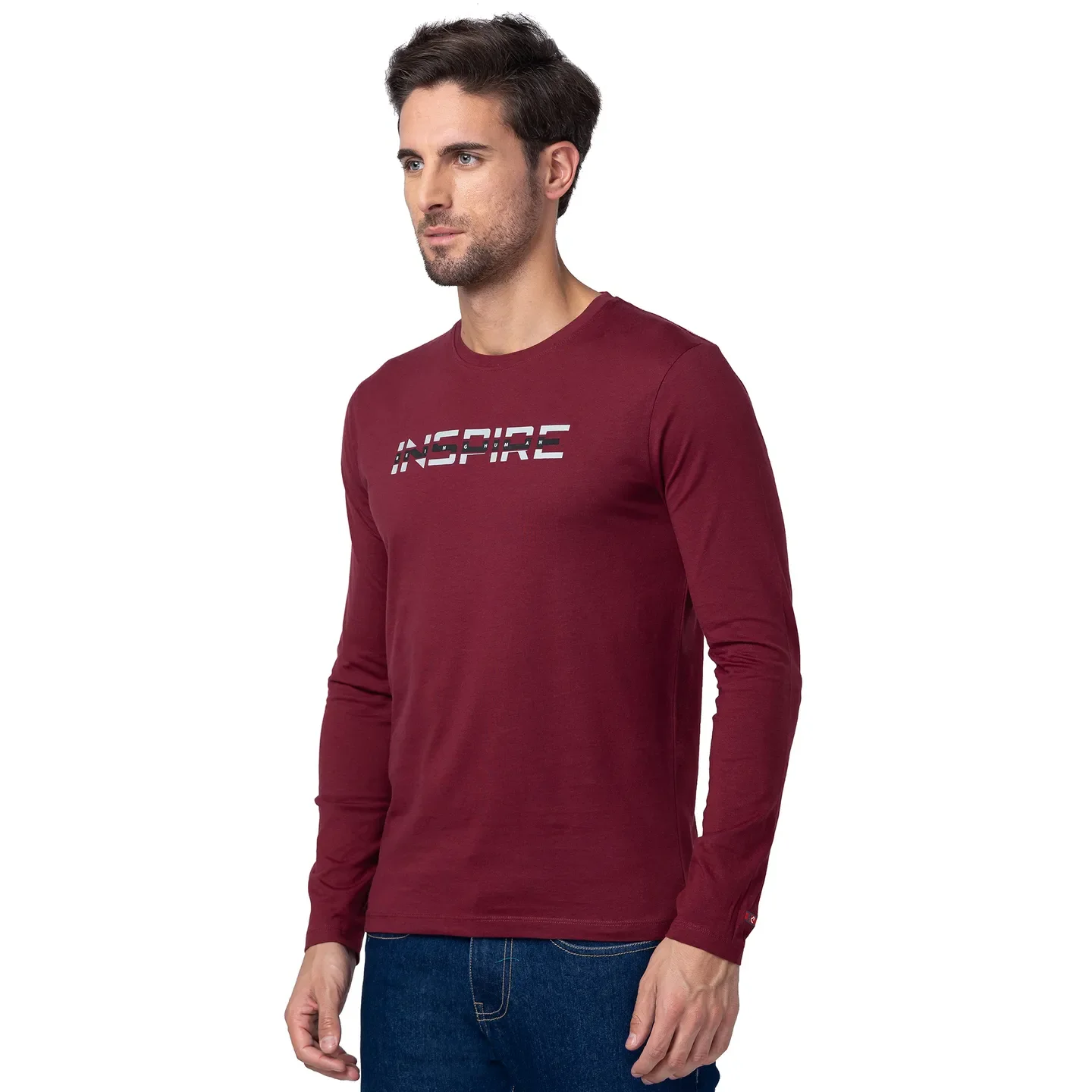 Red Regular Fit Men's Long Sleeves T-Shirt by Being Human Clothing - Image 2