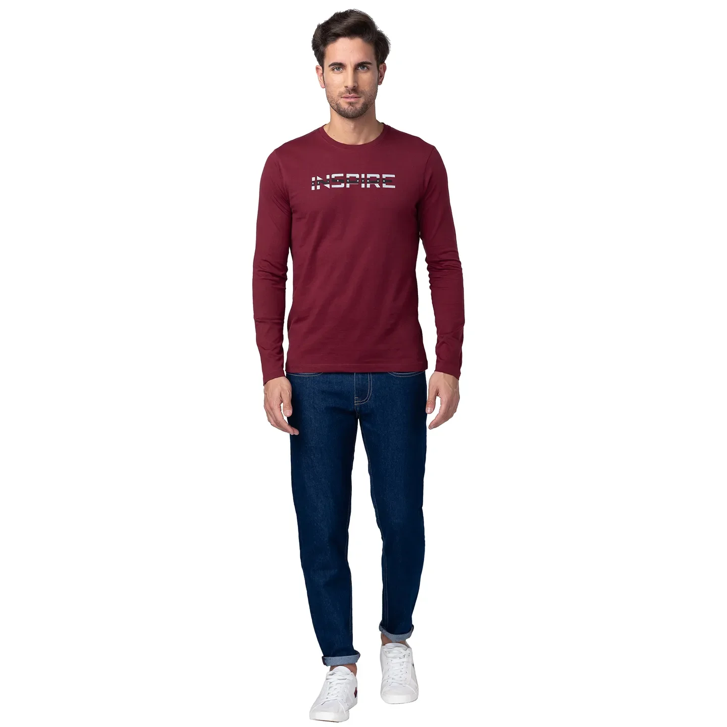 Red Regular Fit Men's Long Sleeves T-Shirt by Being Human Clothing - Image 5