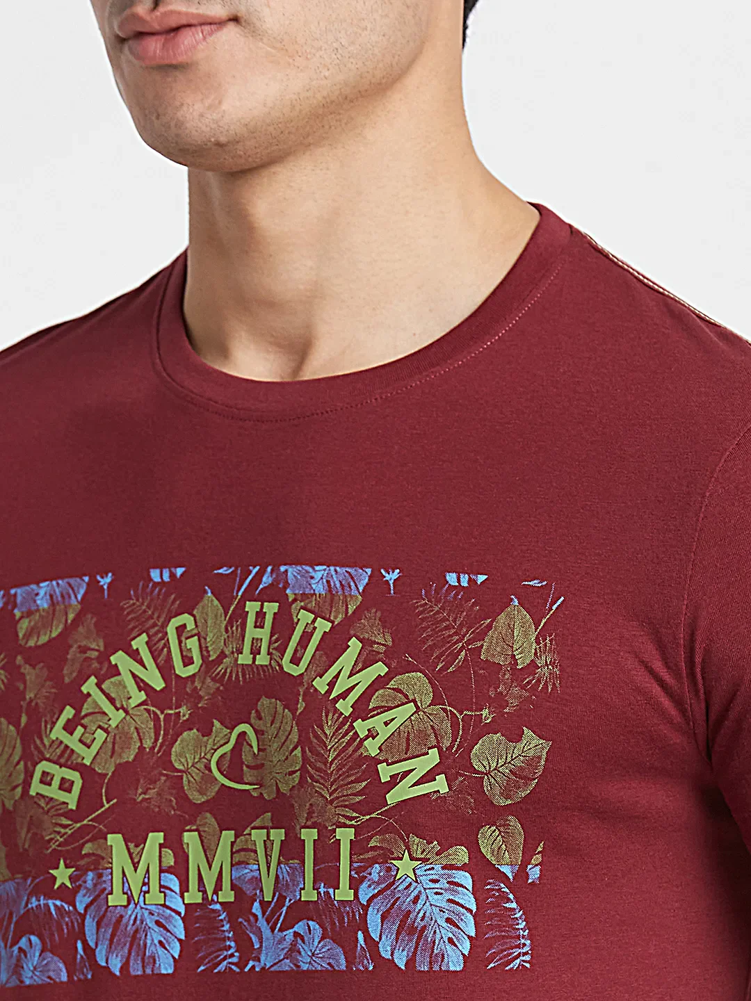 Red Regular Fit Men's Short Sleeves T-Shirt by Being Human Clothing - Image 4