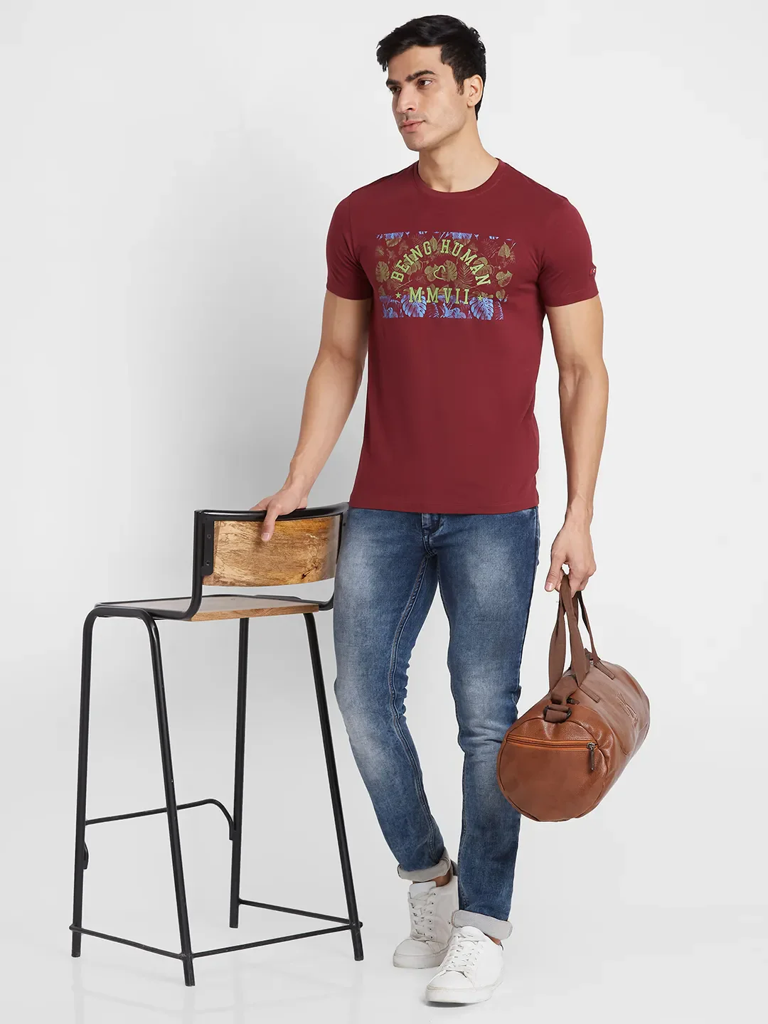 Red Regular Fit Men's Short Sleeves T-Shirt by Being Human Clothing - Image 6
