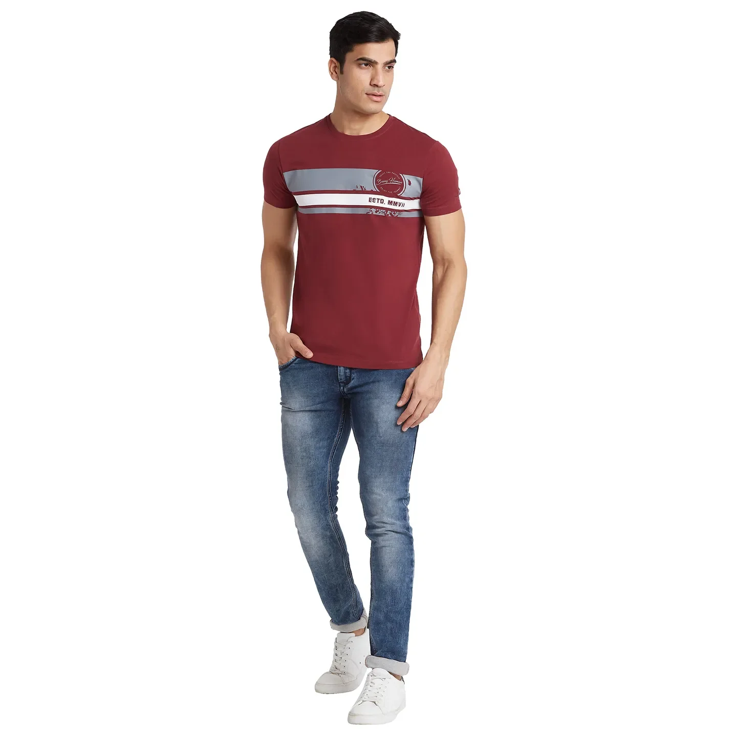 Red Regular Fit Round Neck Men's T-Shirt by Being Human Clothing - Image 5