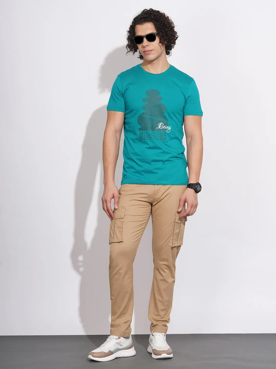 Blue Regular Fit Men's T-Shirt by Being Human Clothing - Image 4