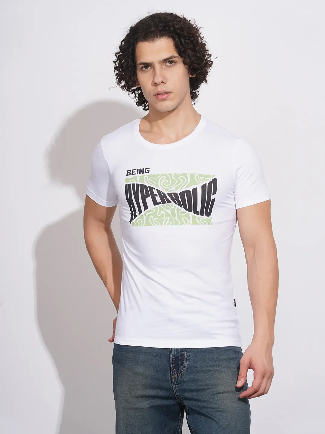 White Regular Fit Men's T-Shirt by Being Human Clothing