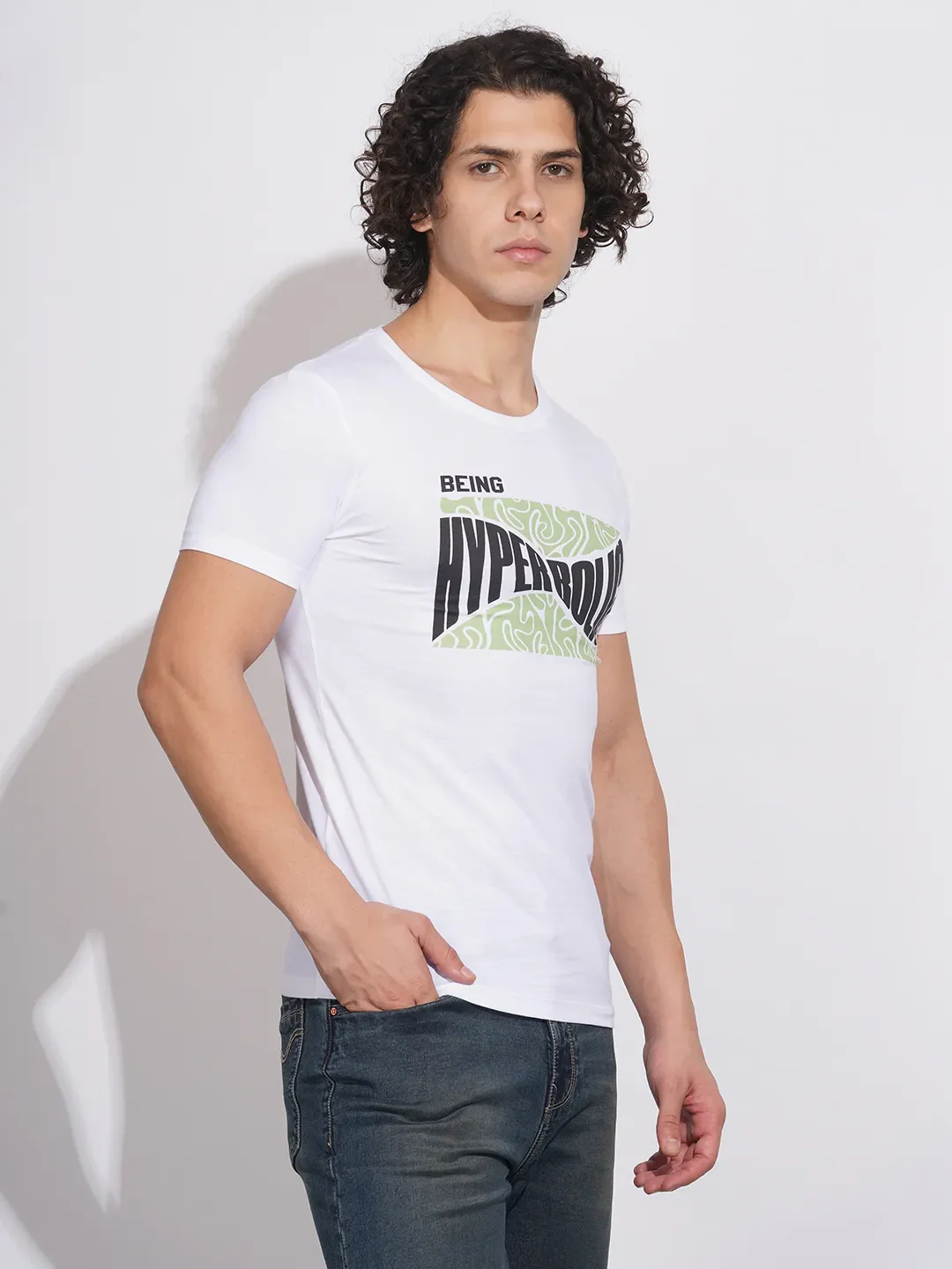 White Regular Fit Men's T-Shirt by Being Human Clothing - Image 2