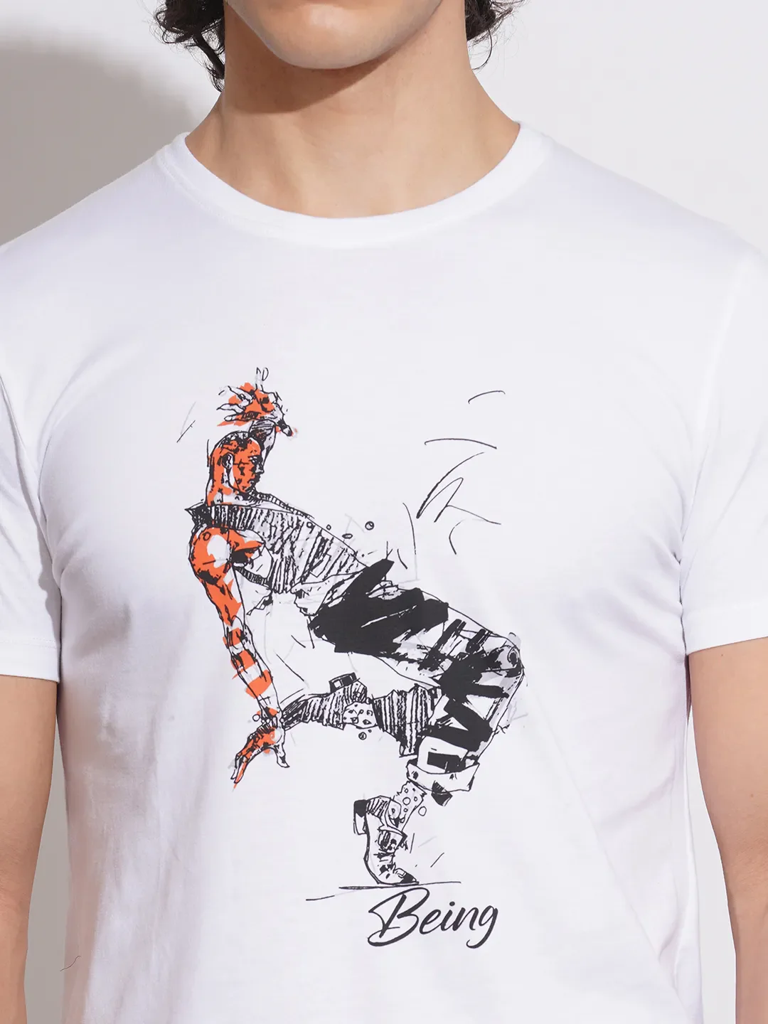 White Regular Fit Men's T-Shirt by Being Human Clothing - Image 5