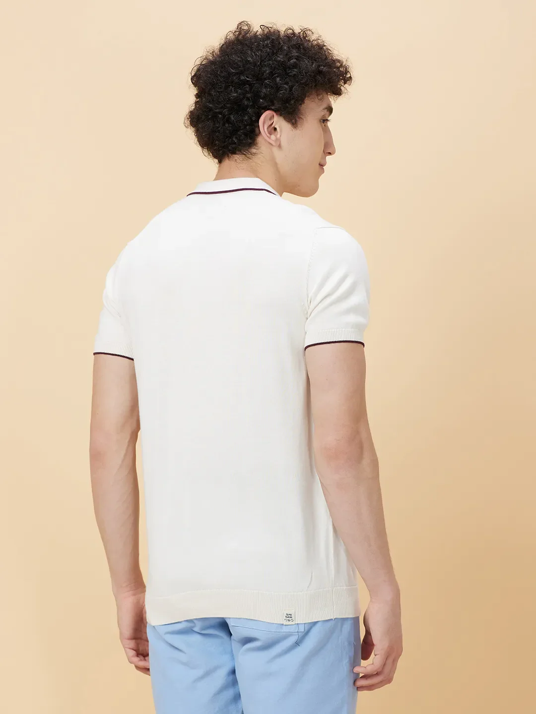 White Regular Fit Men's Polo T-shirt by Being Human Clothing - Image 4