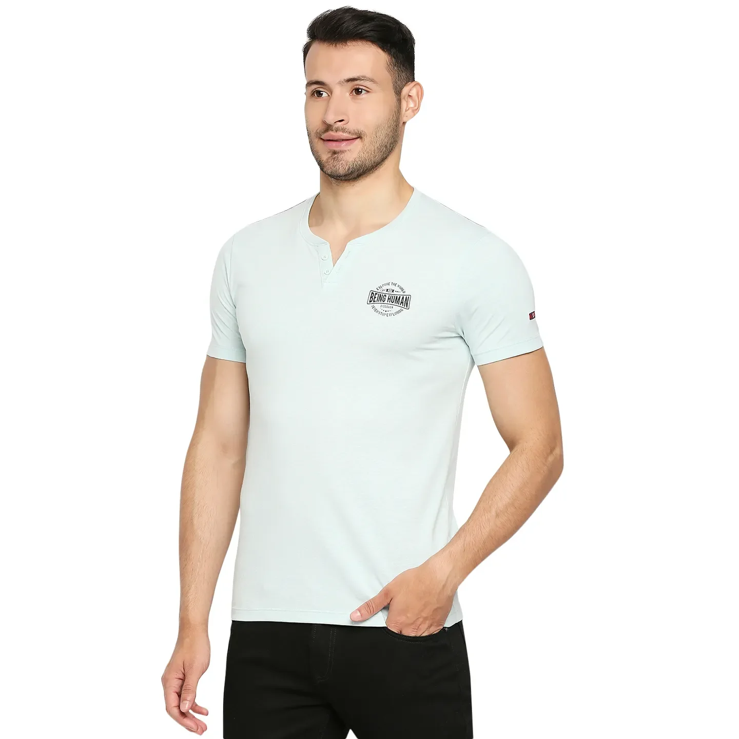 Grey Regular Fit Men's Short Sleeves T-Shirt by Being Human Clothing - Image 2