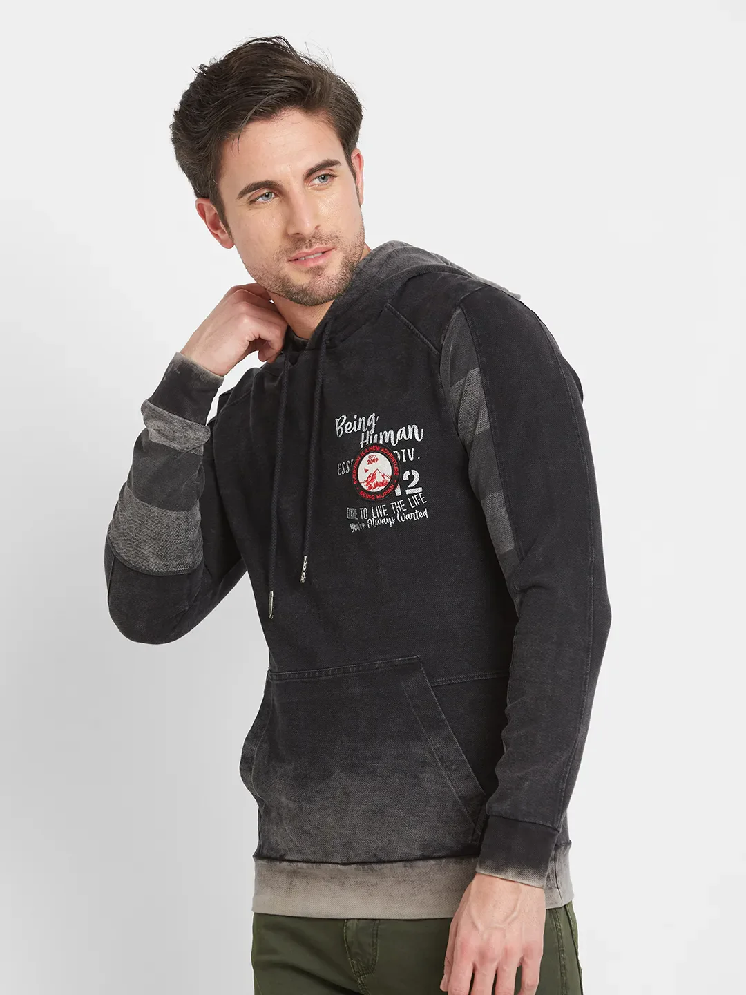 Black Regular Fit Men's Long Sleeves T-Shirt by Being Human Clothing - Image 4