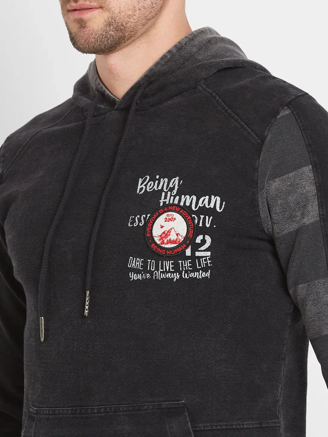 Black Regular Fit Men's Long Sleeves T-Shirt by Being Human Clothing - Image 5