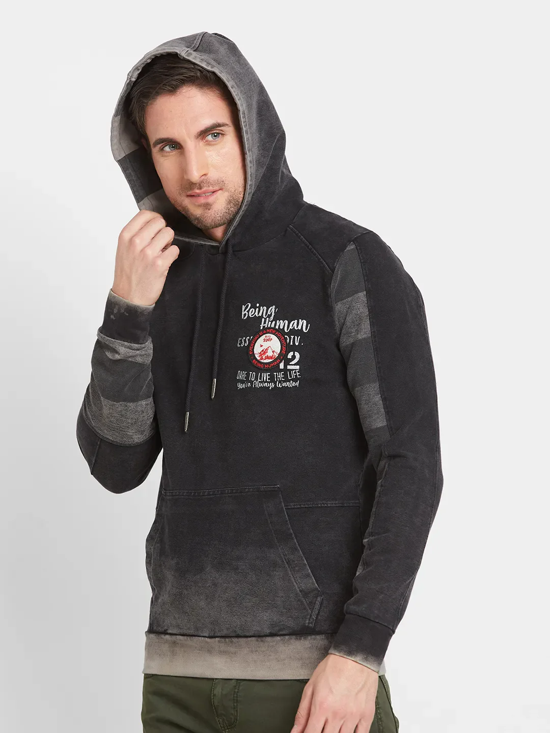 Black Regular Fit Men's Long Sleeves T-Shirt by Being Human Clothing - Image 7