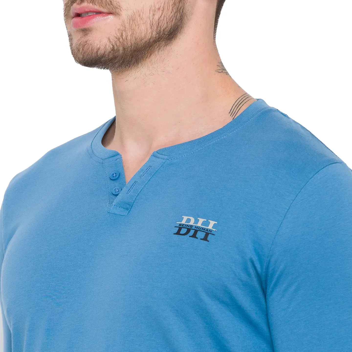 Blue Regular Fit Men's Long Sleeves T-Shirt by Being Human Clothing - Image 5