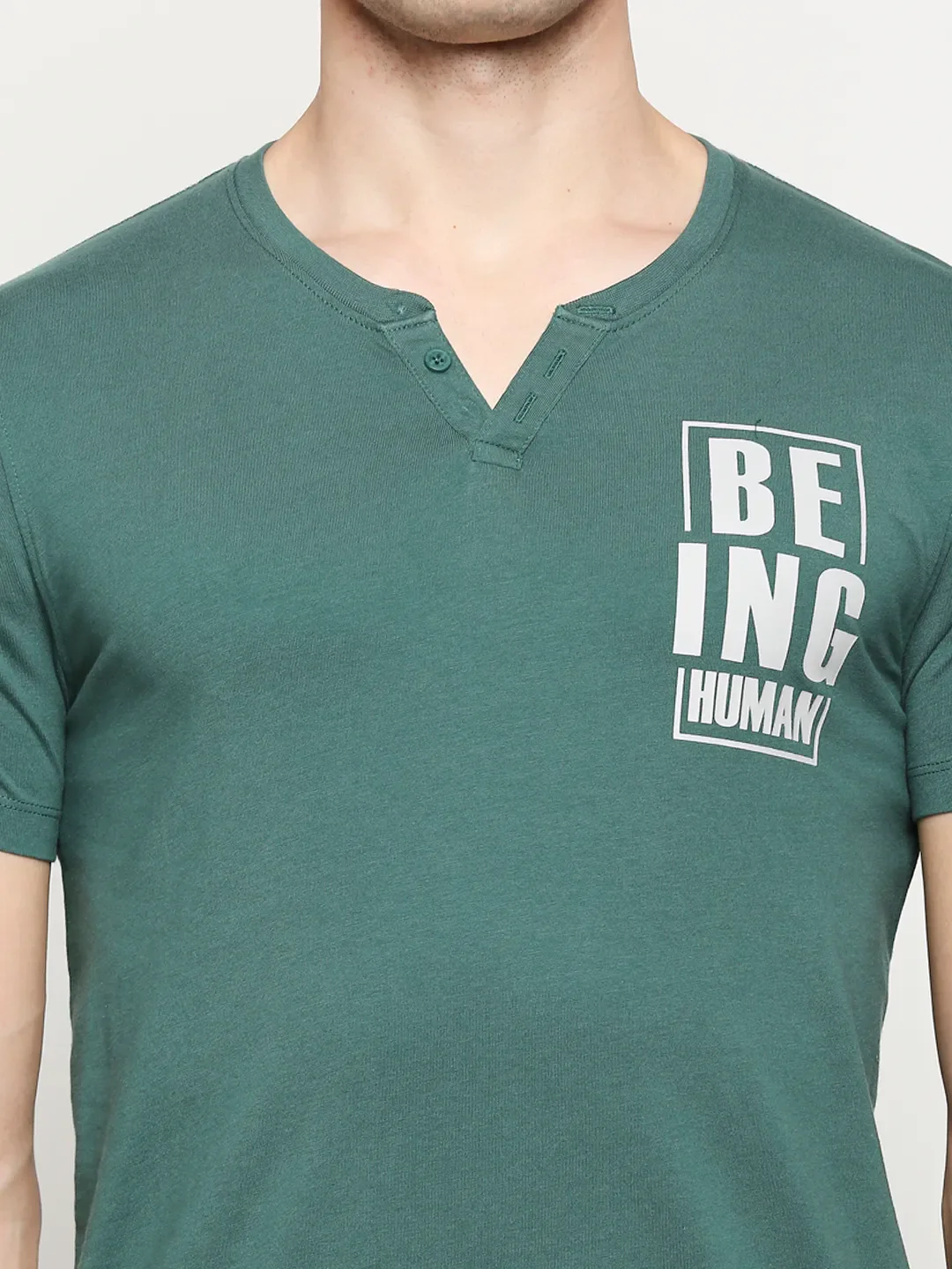 Green Regular Fit Men's Short Sleeves T-Shirt by Being Human Clothing - Image 12