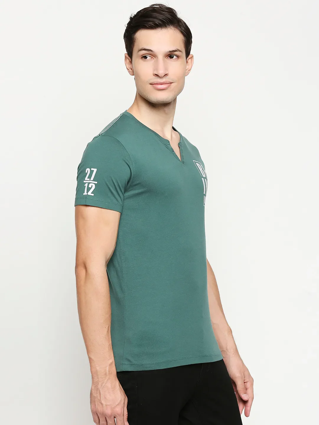 Green Regular Fit Men's Short Sleeves T-Shirt by Being Human Clothing - Image 3