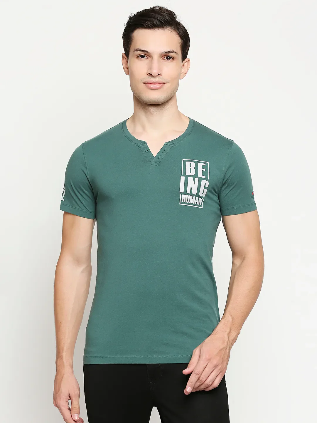 Green Regular Fit Men's Short Sleeves T-Shirt by Being Human Clothing - Image 8
