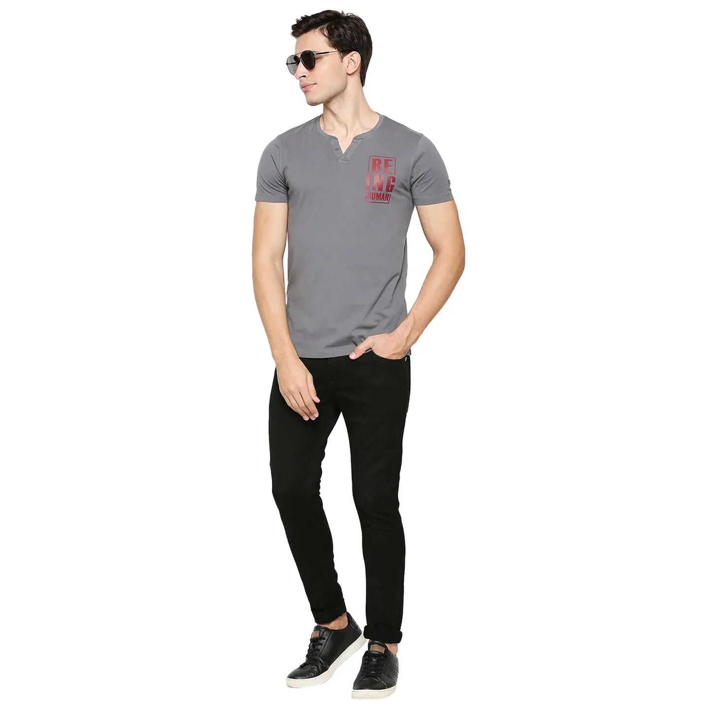 Grey Regular Fit Men's Short Sleeves T-Shirt by Being Human Clothing - Image 6