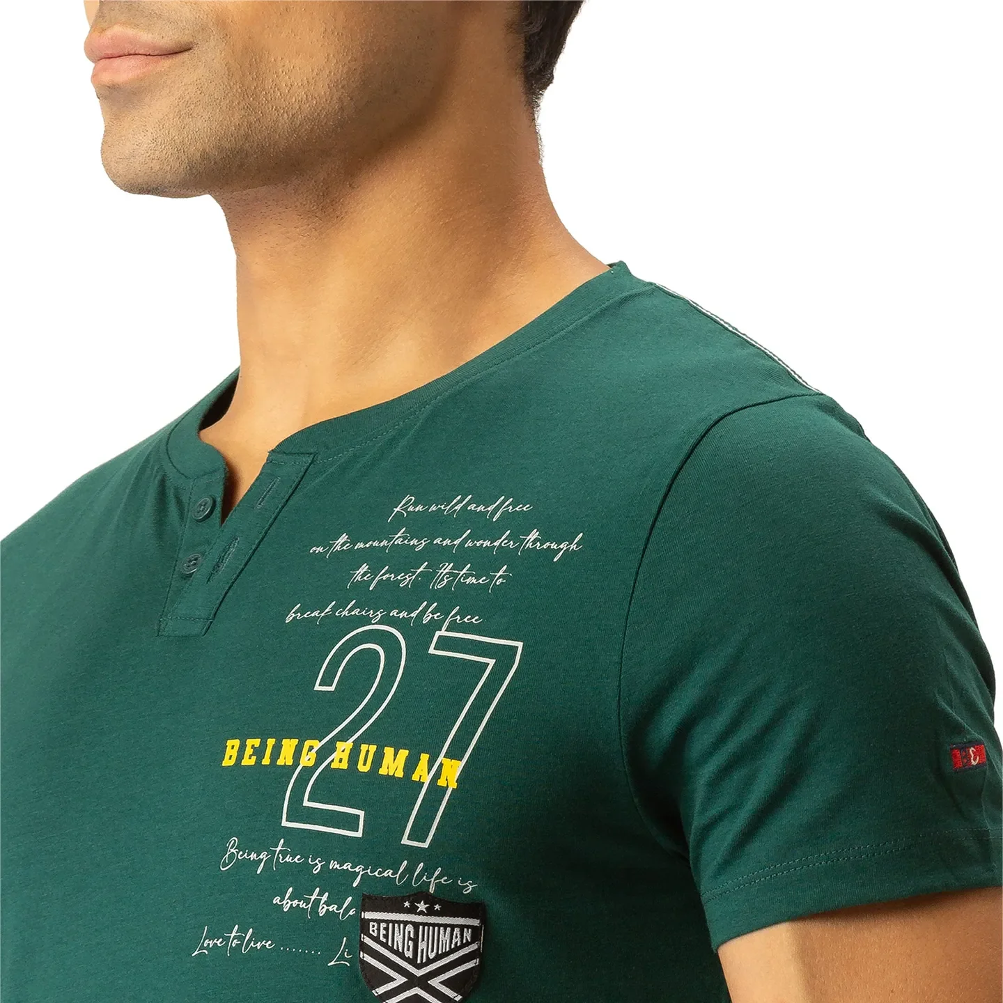 Green Regular Fit Men's Short Sleeves T-Shirt by Being Human Clothing - Image 4