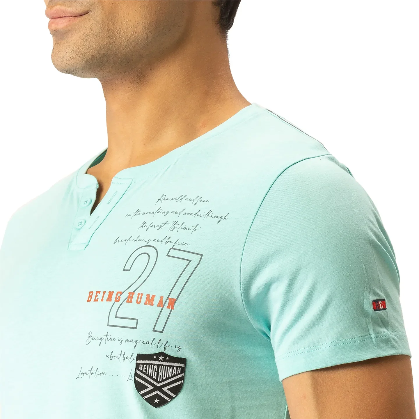 Blue Regular Fit Men's Short Sleeves T-Shirt by Being Human Clothing - Image 4
