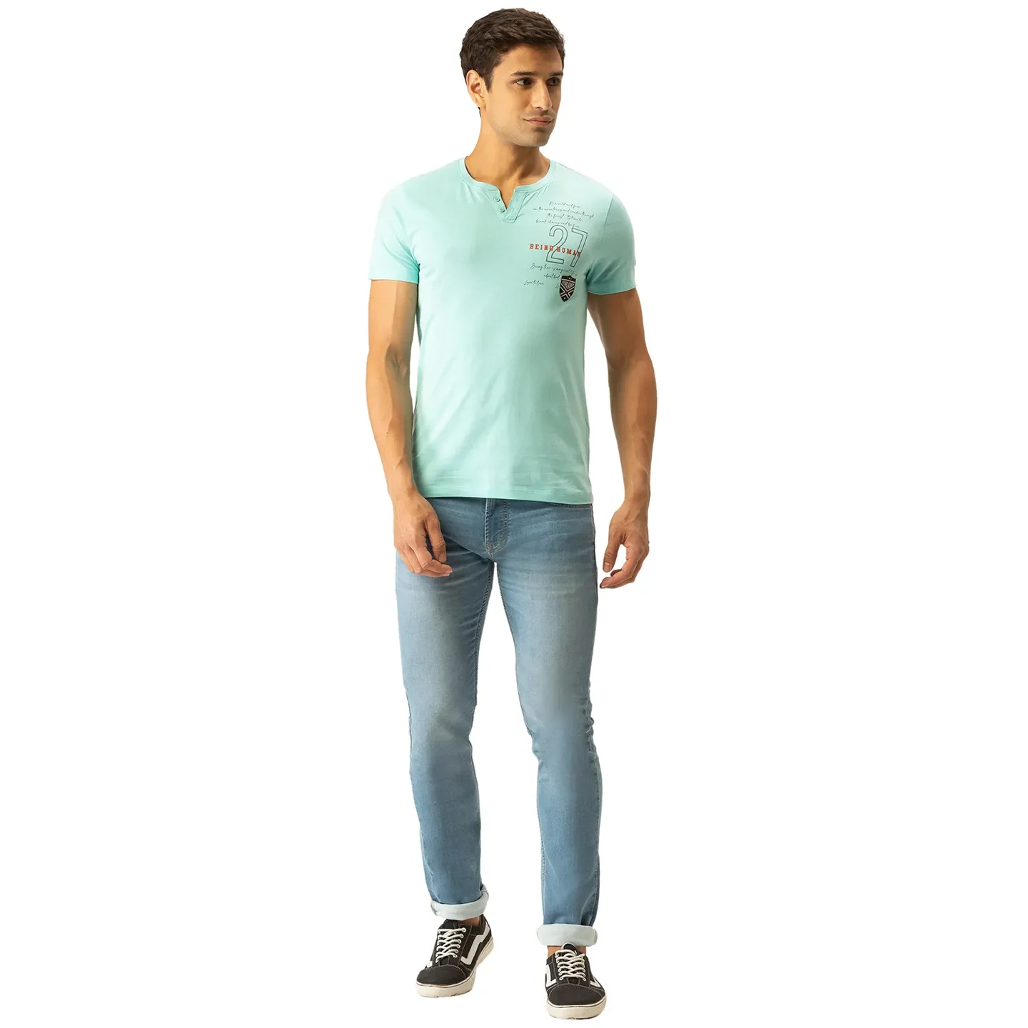 Blue Regular Fit Men's Short Sleeves T-Shirt by Being Human Clothing - Image 5