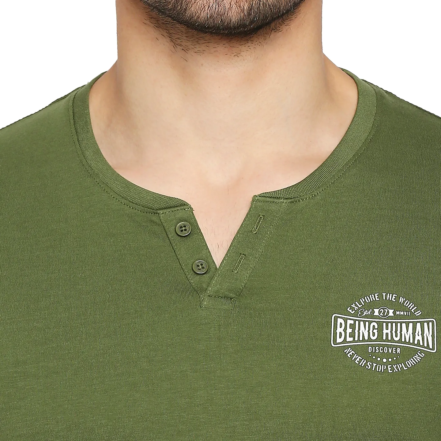 Green Regular Fit Men's Short Sleeves T-Shirt by Being Human Clothing - Image 5