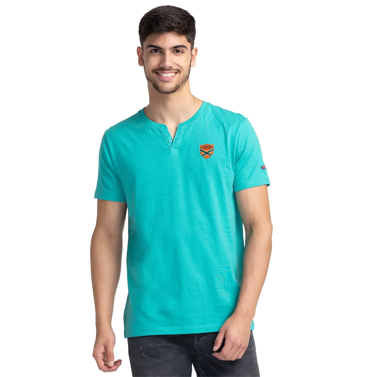 Green Regular Fit Men's Short Sleeves T-Shirt by Being Human Clothing
