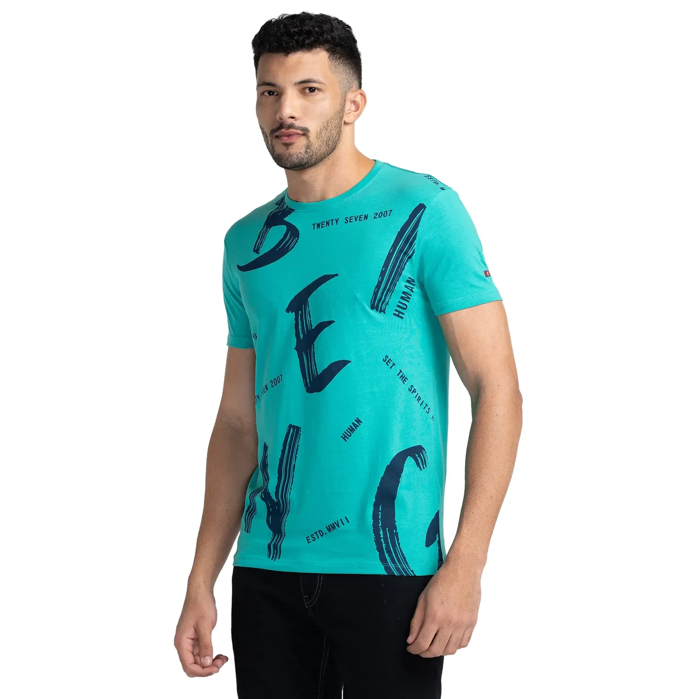 Green Regular Fit Men's Short Sleeves T-Shirt by Being Human Clothing - Image 4