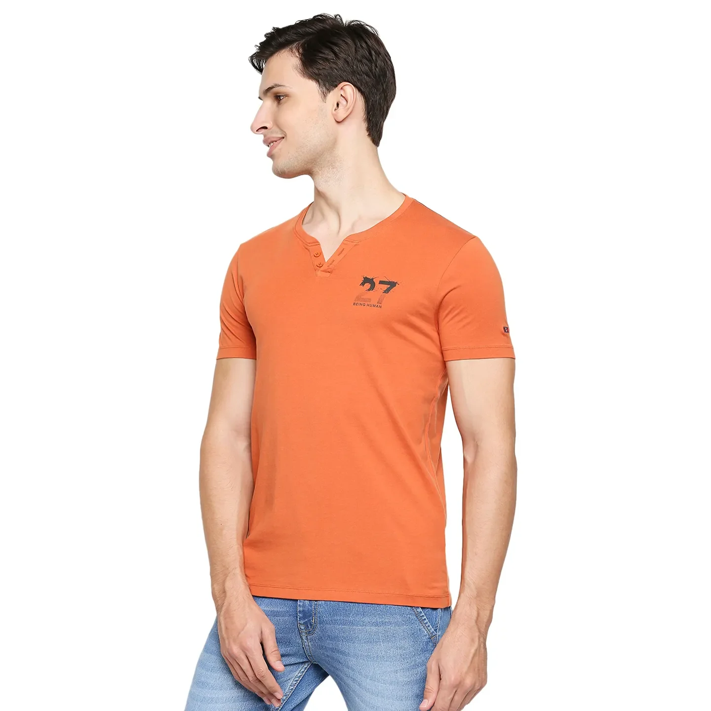 Brown Regular Fit Men's Short Sleeves T-Shirt by Being Human Clothing - Image 2