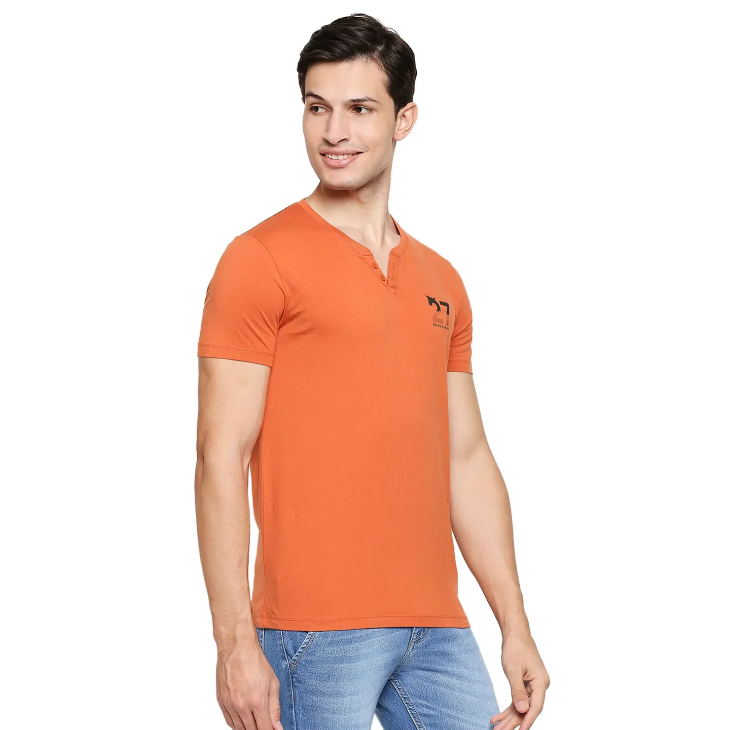 Brown Regular Fit Men's Short Sleeves T-Shirt by Being Human Clothing - Image 3