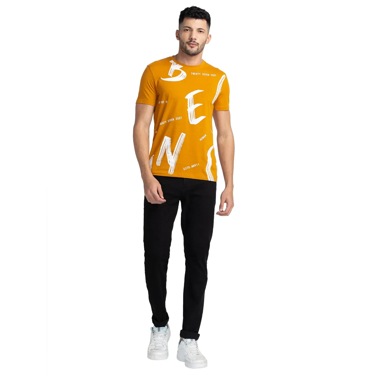 Orange Regular Fit Men's Short Sleeves T-Shirt by Being Human Clothing - Image 2