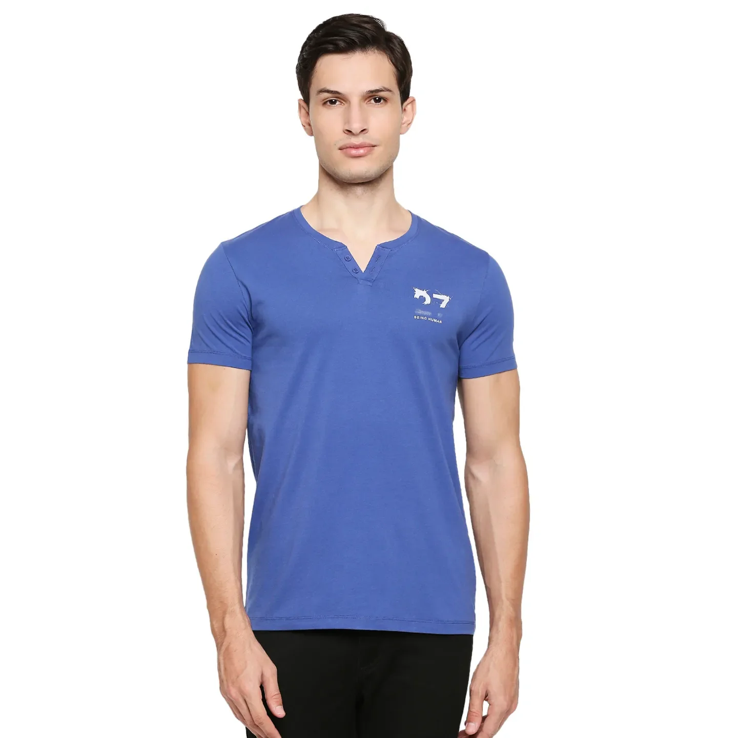 Blue Regular Fit Men's Short Sleeves T-Shirt by Being Human Clothing