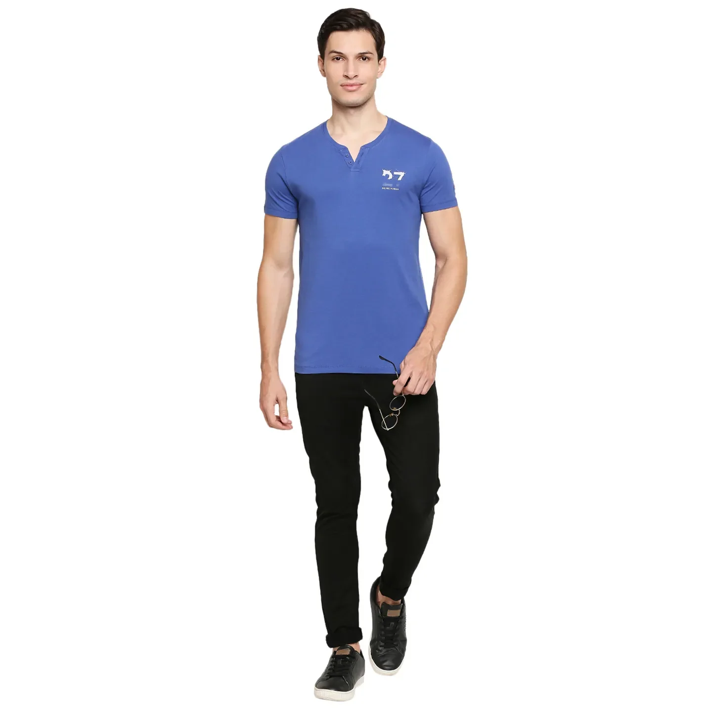 Blue Regular Fit Men's Short Sleeves T-Shirt by Being Human Clothing - Image 6
